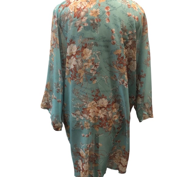 Floral Sheer Kimono open front jacket coverup unbranded one size - Picture 2 of 2